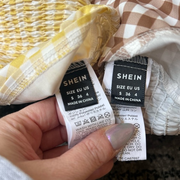 2 SHEIN Gingham Print V-Neck Button Up Halter Tops With Stretchy Back - Picture 10 of 10